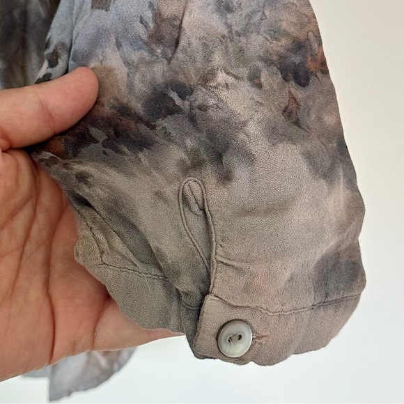 Young Fabulous & Broke Hayes Multicolor Tie Dyed Henley Long Sleeve Blouse - M - Picture 7 of 10